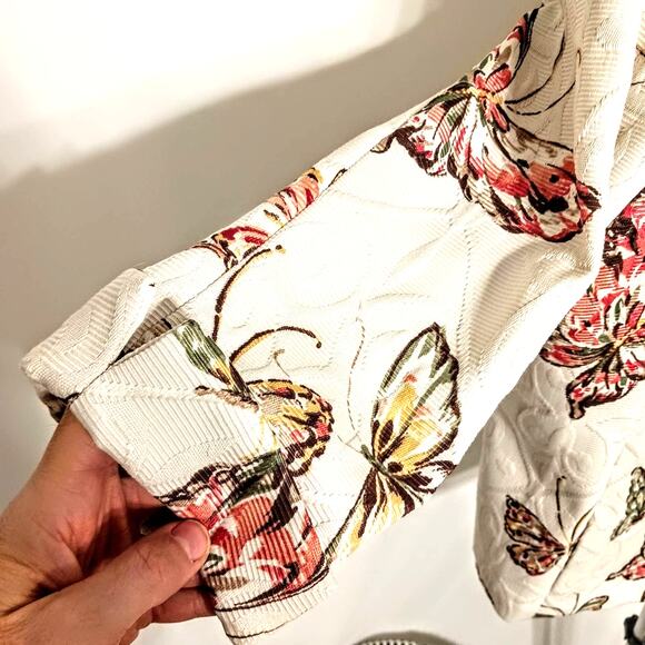 Alfred Dunner Butterfly Jacket Plus Sz 16 Ivory Brocade Textured Cottage Career - Picture 4 of 16